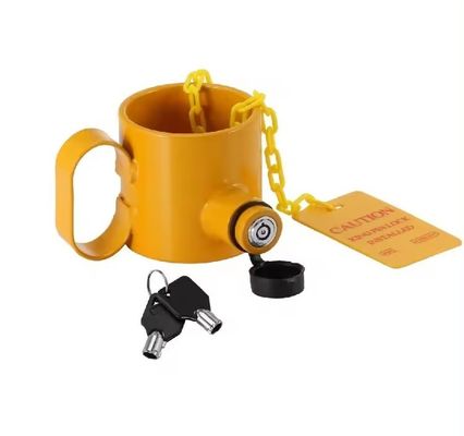 Καλή τιμή. Το Wheel King Pin Lock με χειροπέδες και προειδοποιητική ετικέτα Η τέλεια προσθήκη στο ρυμουλκούμενο σας σε απευθείας σύνδεση