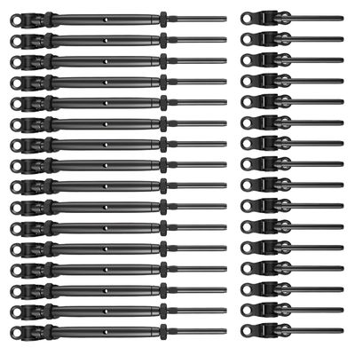 Καλή τιμή. Κιτ Κάγκελου Καλωδίων Μαύρου Χρώματος για Βαρέως Τύπου με Ρυθμιζόμενα Σπειρώματα και Βάση Γωνίας για Θαλάσσιες Εφαρμογές και Κατασκευές σε απευθείας σύνδεση